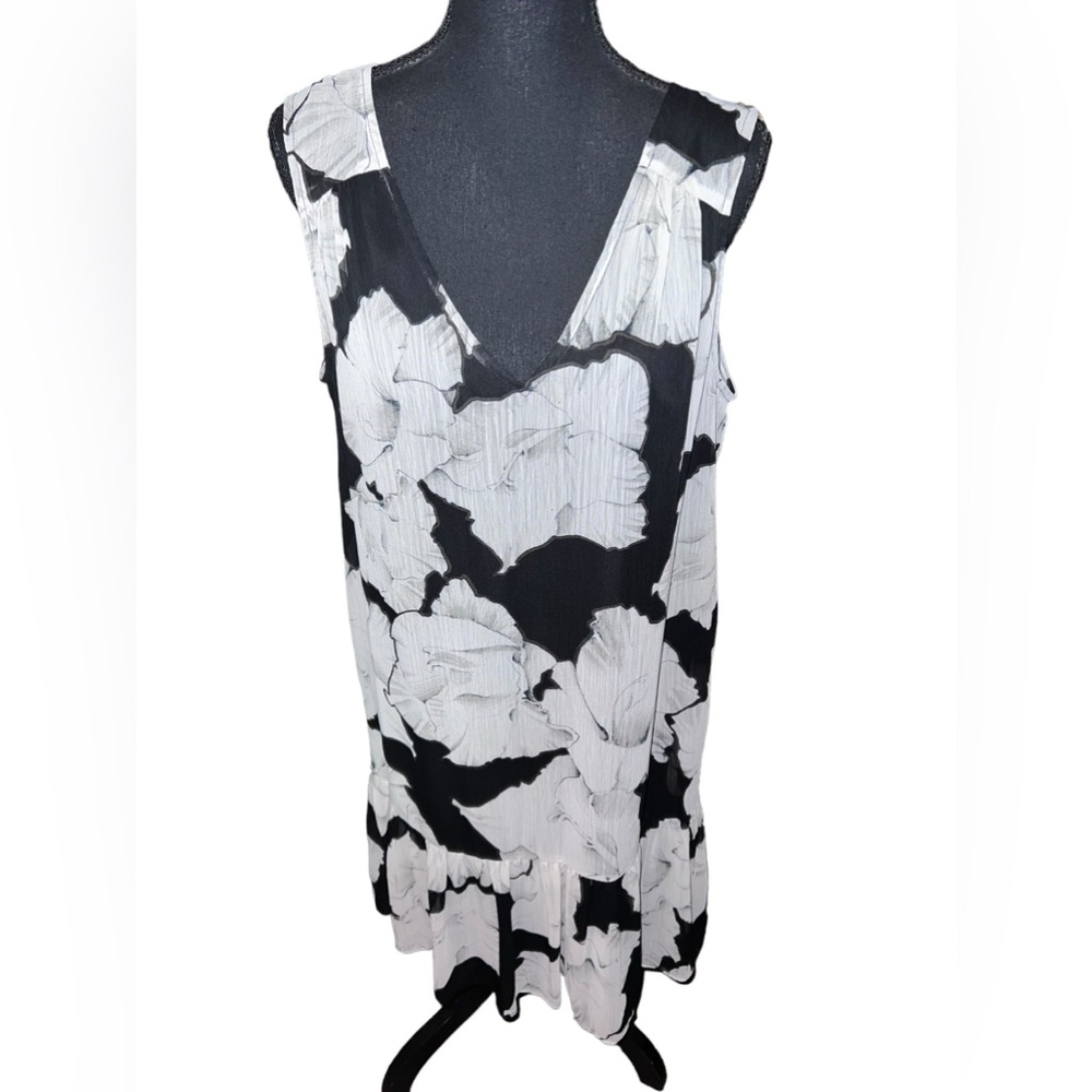 Rose & Olive Black and White Asymmetrical Floral Dress